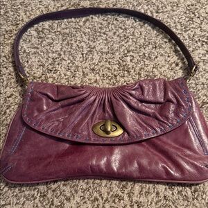 Elegant Purple Leather Shoulder Bag